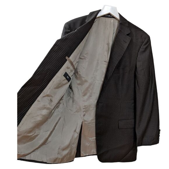 Hugo Boss Scorsese/Movie 100% Virgin Wool Black & Gold Pinstripe Suit 40R - Picture 3 of 12